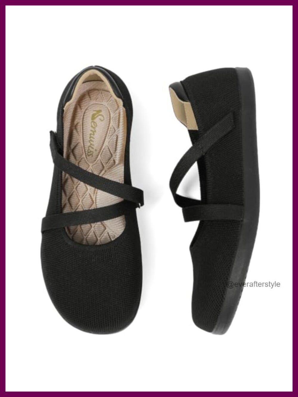 Wide Toe Box Ballet Flats Mary Jane Work Shoes Adjustable Strap Cushioned
